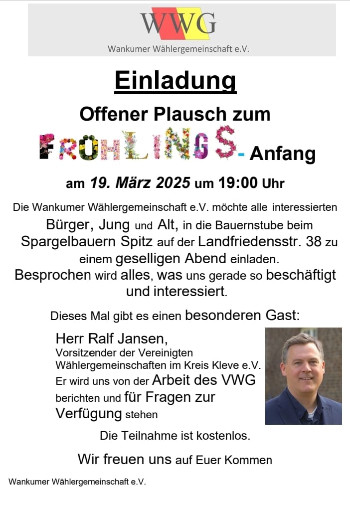 WWG lädt zum „Plausch“ ein